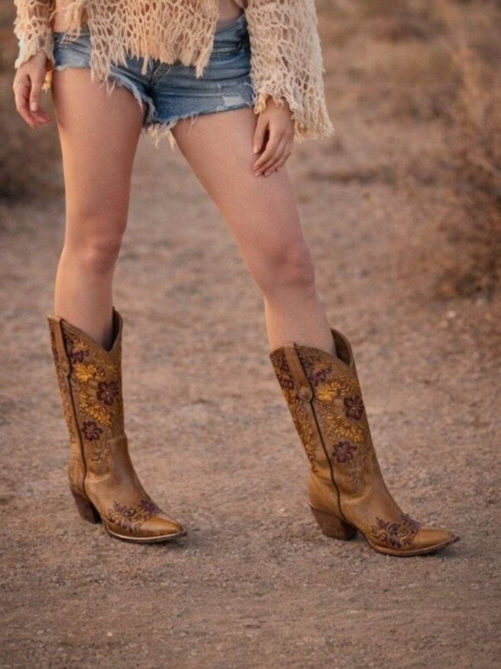 Rawhide Abilene Western Two Tone Earthy Brown Vintage Leather Snip Toe Boot